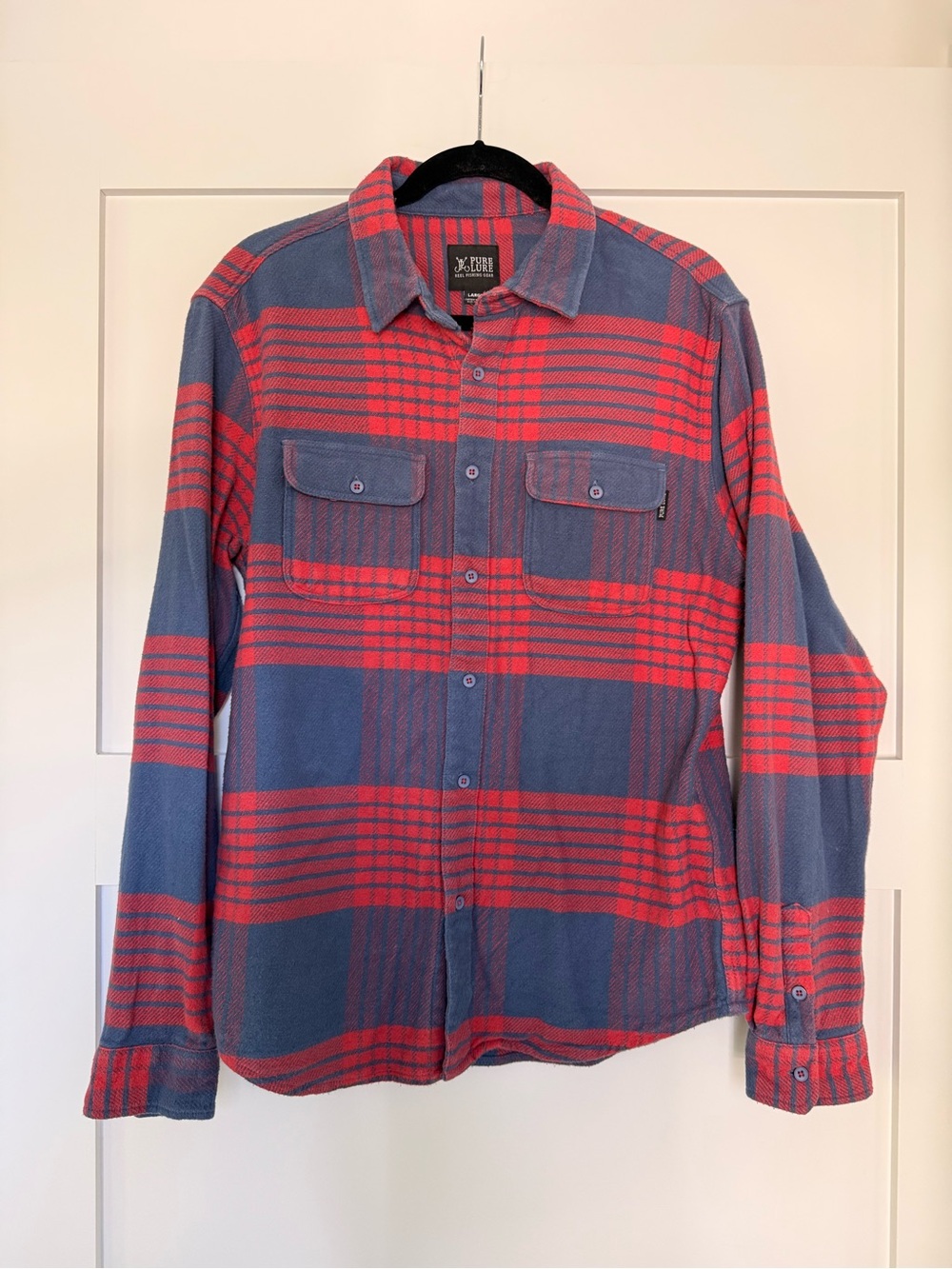 Red and Blue Plaid Button-Down Shirt - Men